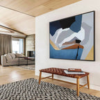 Geometric Blues and Neutrals Abstract Painting On Canvas DKS173