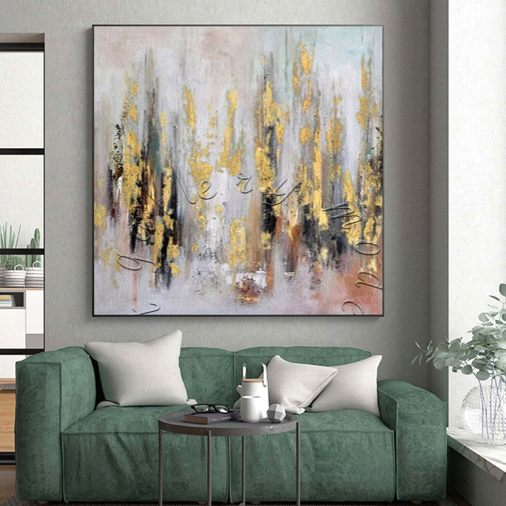 Gold and Neutral Strokes, "Autumn Forest Gleam" – Abstract Landscape - Inspired On Canvas PS0891