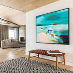 Bright Coastal Abstract Painting On Canvas DKS058