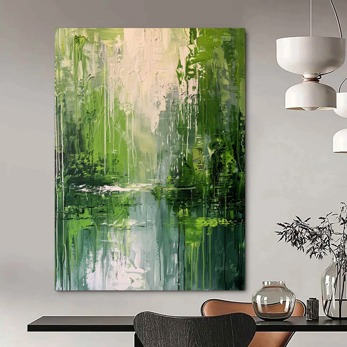 “Green - Blue Forest Reflection” - Impressionistic Landscape Painting On Canvas DS002