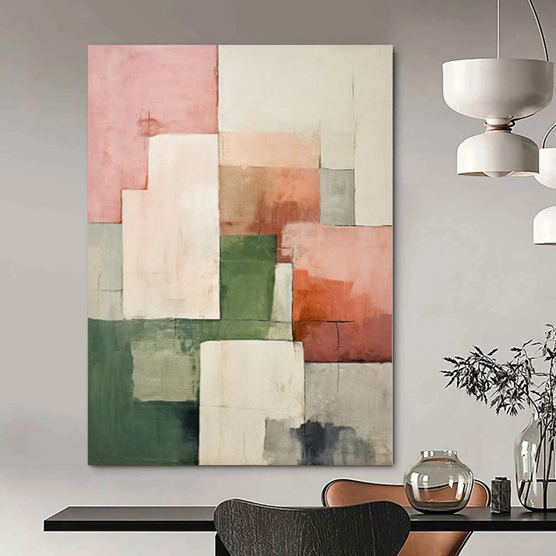 “Pastel Geometric Abstraction” - Soft Abstract Painting On Canvas PS0191