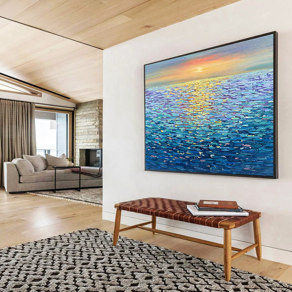 “Colorful Sea Sunset” - Impressionistic Oil Painting On Canvas DKS855
