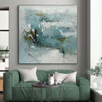 “Blue - Green Abstract Energetic Strokes” - Vivid Abstract Painting On Canvas PS0368