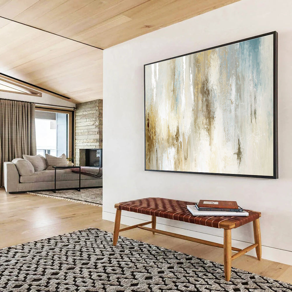 “Ethereal Beige And Blue Abstract” - Abstract Painting On Canvas DKS522