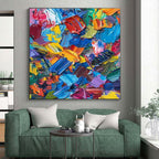 “Vibrant Color Explosion” - Multicolor Abstract Expressionist Painting On Canvas PS0685