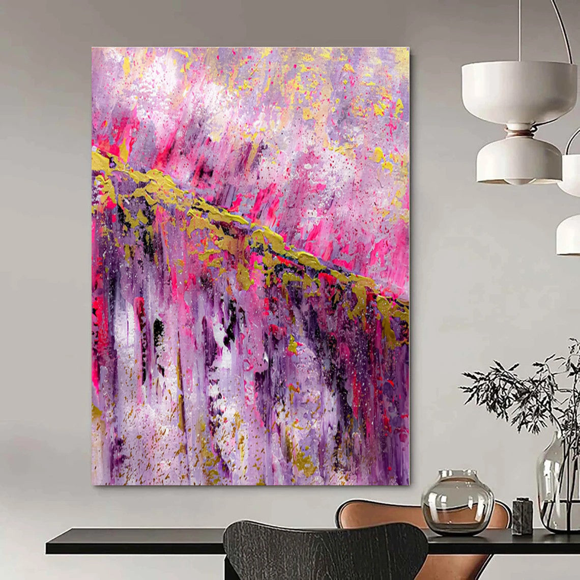 Pink and Purple Dripping Fantasy - Vivid Color Flow Abstract Painting On Canvas PS1237