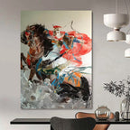 “Chinese Warrior on Horseback” - Oriental, Heroic - Themed Painting On Canvas PT1589
