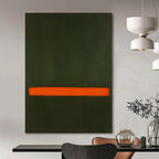 Dark Green, Orange with a Bold Stripe "Nature's Accent" Abstract Painting On Canvas PS1191