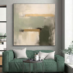 “Green - Gold - Gray Subtle Harmony” - Green, Gold, Gray Abstract Painting On Canvas PS0532