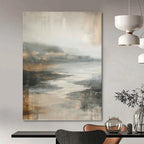 “Muted Tonal Landscape Abstract” - Atmospheric Landscape Painting On Canvas PT1001
