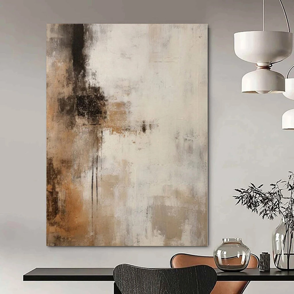 Beige, Gray, Black with Abstract Textures "Neutral Rhythm" Abstract Painting On Canvas PS1203
