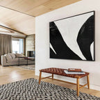 Black and White Abstract Swans Minimalist Animal Painting On Canvas DKS138