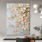 “Textured Pink - White Floral Impasto” - Oil Painting On Canvas PT2073