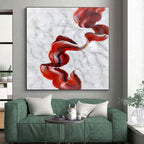 “Red - Blue - White Abstract Flowing Ribbons” - Graceful Abstract Painting On Canvas PS0307