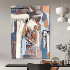 “Blue - Gray Abstract Shapes” - Abstract Expressionist Painting On Canvas DS041