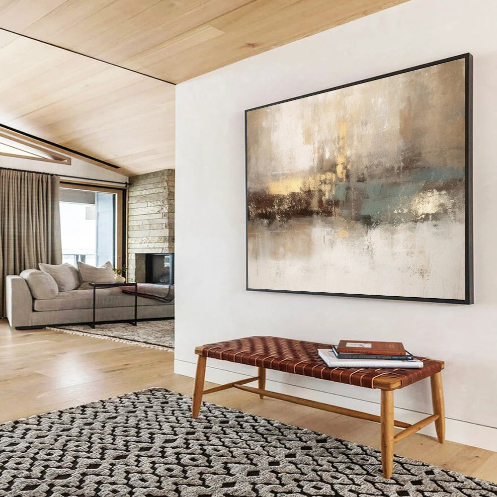 “Earthy Tones Abstract Composition” - Modern Abstract Painting On Canvas PT070