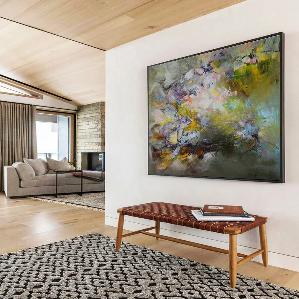 Color Swirl Abstract: Expressive & Colorful Painting for Bohemian Café & Art Studio Break Area DKS658