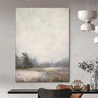 “Misty Lakeside Forest in Soft Neutrals” - Landscape Painting On Canvas PT2058