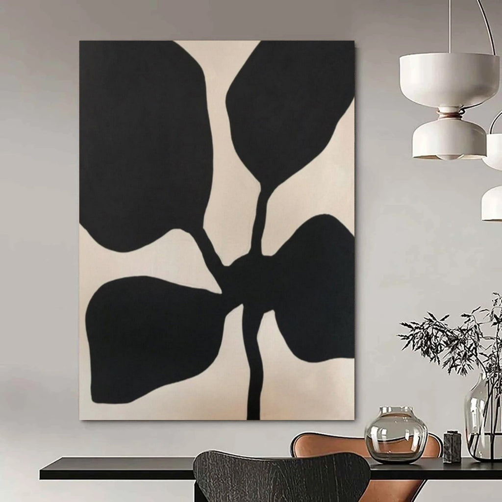Black and Beige Organic, "Nature’s Silhouette" – Organic Abstract Painting On Canvas PS0993