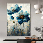 “Blue Flowers” - Impressionistic Acrylic Painting On Canvas PT2169