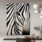 “Golden - Striped Zebra Gaze” Painting On Canvas PT1446
