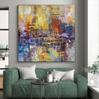 Colorful Abstract Cityscape, "Urban Mosaic" – Abstract Cityscape Painting On Canvas PS0914