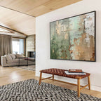 “Green and Brown Textured Abstract” - Earthy Abstract Painting On Canvas PT107
