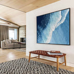 “Deep Blue Ocean Waves” - Aerial Abstract Painting On Canvas PT256