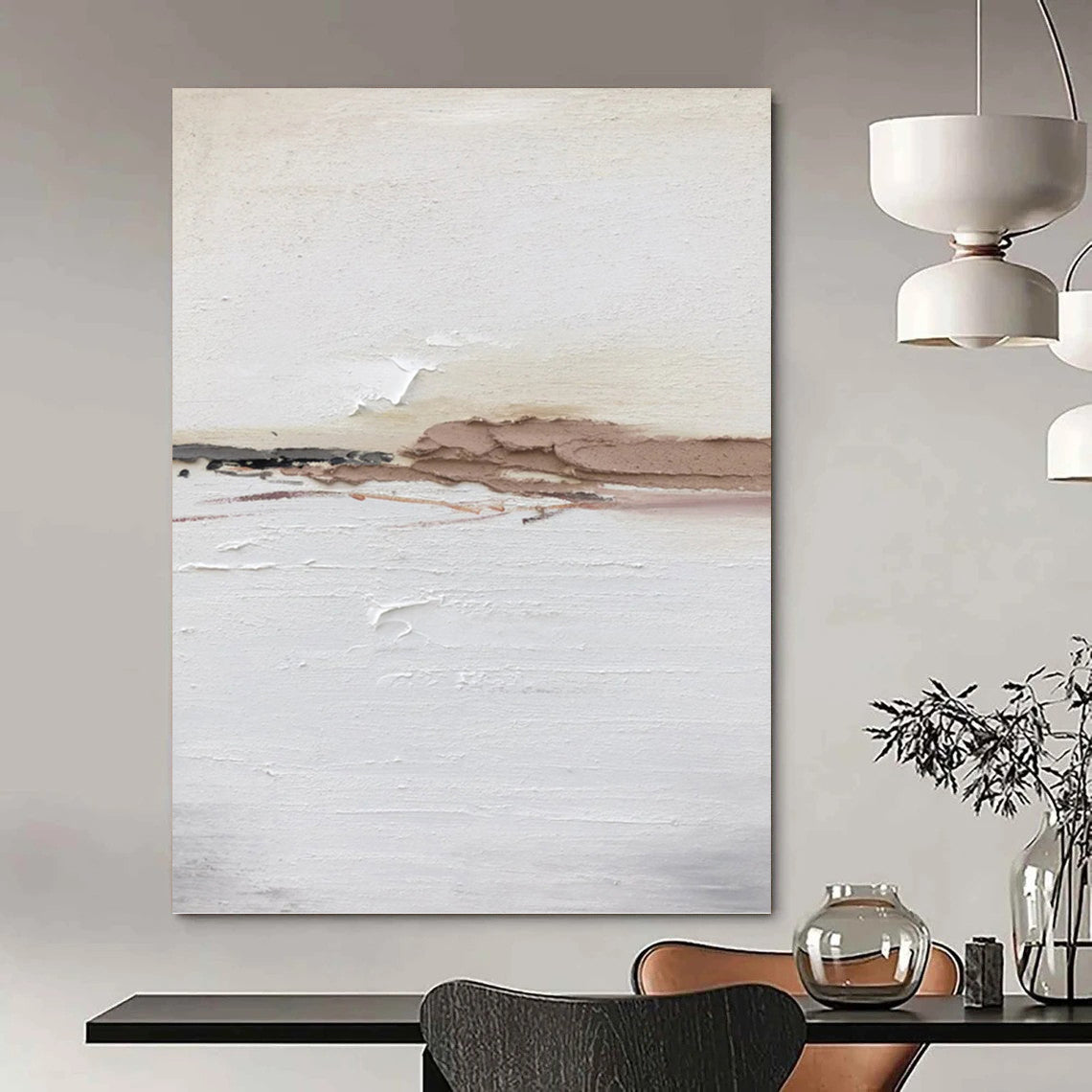 “Neutral - Toned Textured Landscape” - Landscape, Subtle - Styled Painting On Canvas PT1678