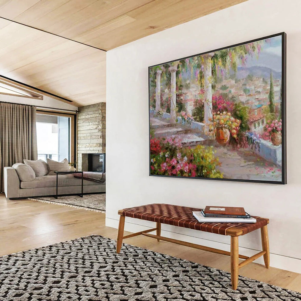 Garden Vista - Scenic Garden Oil Painting, Suited for Hallway & Balcony DKS663