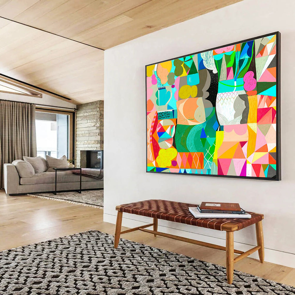 Colorful Geometric Abstract Painting On Canvas DKS065