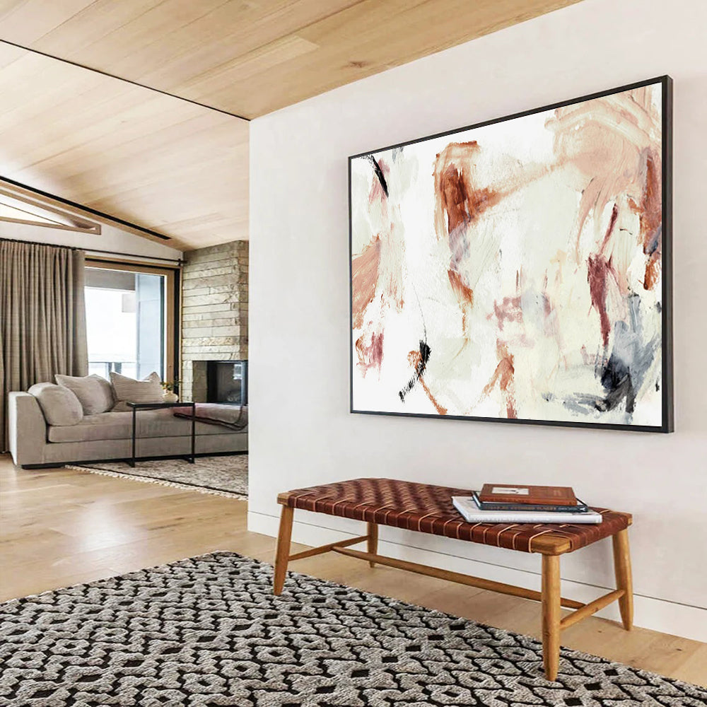 “Blush and Earth Tone Abstract” - Gentle Abstract Painting On Canvas PT145