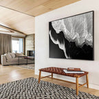 “Black and White Wave Textures” - Monochrome Marine Painting On Canvas PT075