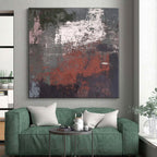“Gray & Red Textured Abstract” - Textured Abstract Painting On Canvas PS0419