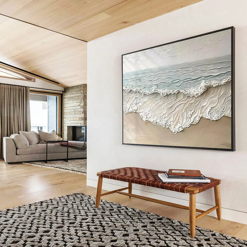 “Textured Seaside Waves” - Impasto Coastal Painting On Canvas PT1581