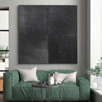 Black Geometric Lines, "Dark Rhythm" – Abstract Minimalist Painting On Canvas PS0904
