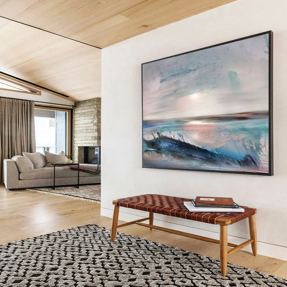 “Soft Coastal Abstract Sunset” - Ethereal Seascape Painting On Canvas PT148