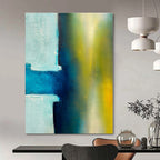 Blue and Green Abstract Fusion - Soft Color Block Abstract Painting On Canvas PS1238