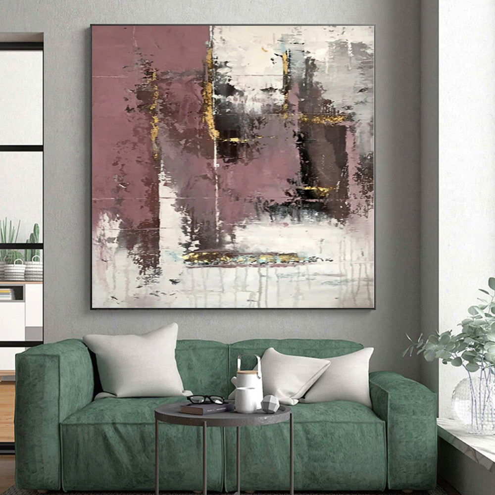 “Purple - Gold Abstract Textured Layers” - Opulent Abstract Painting On Canvas PS0366