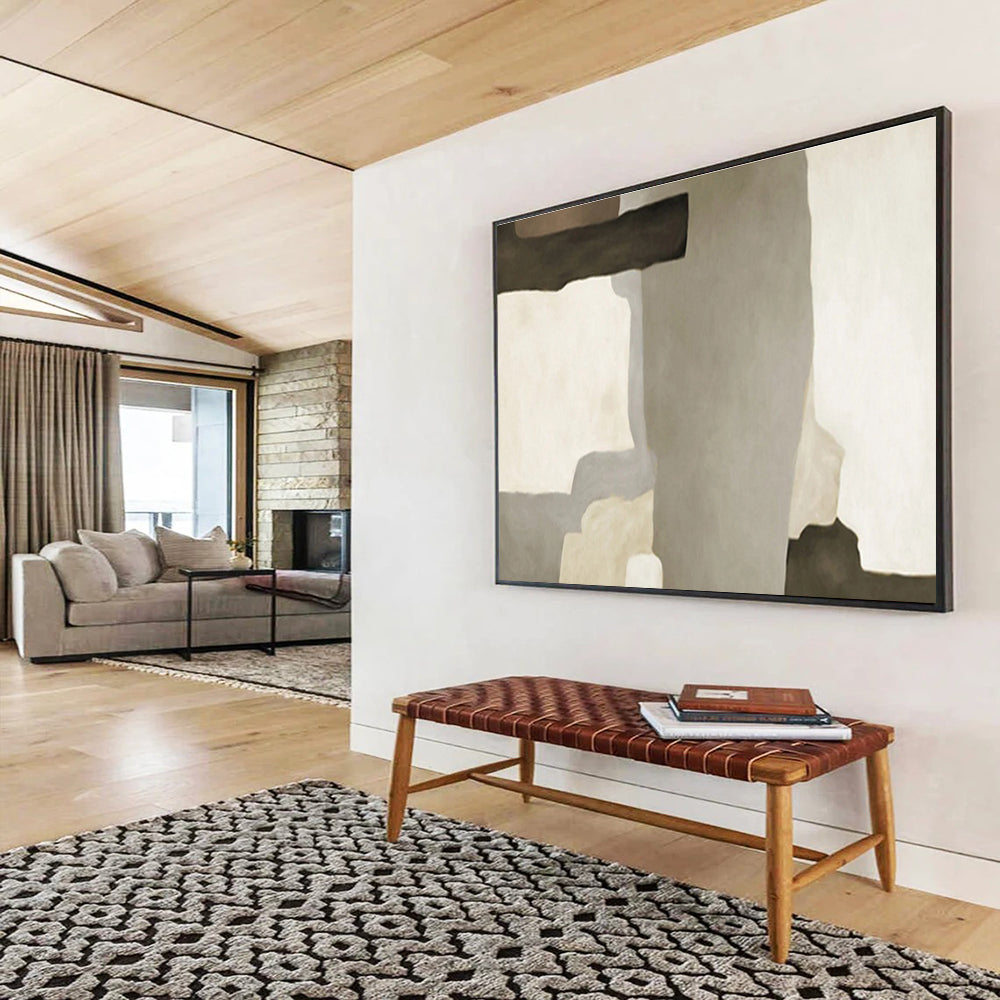 “Neutral Tones Abstract Shapes” - Minimalist Abstract Painting, Great for Modern Hallway & Study DKS607