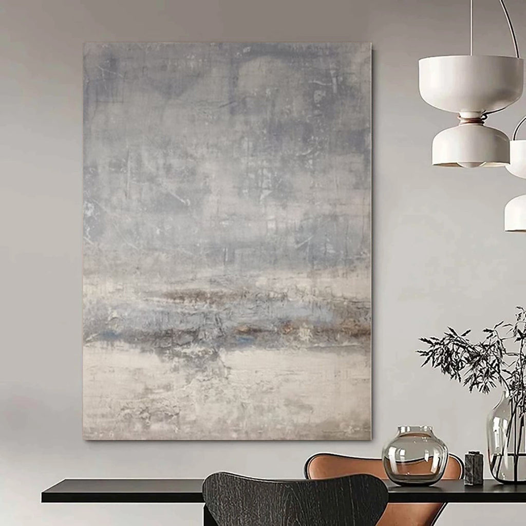 “Gray - Blue Textured Abstract” - Subtle Abstract Painting On Canvas PS0117