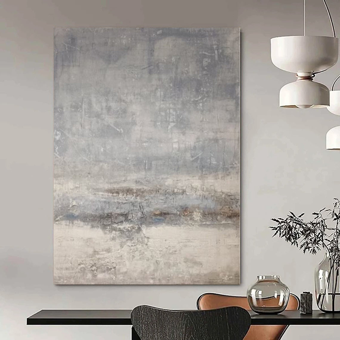 “Gray - Blue Textured Abstract” - Subtle Abstract Painting On Canvas PS0117