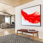 “Vibrant Red Abstract Flow” - Abstract Painting On Canvas DKS568