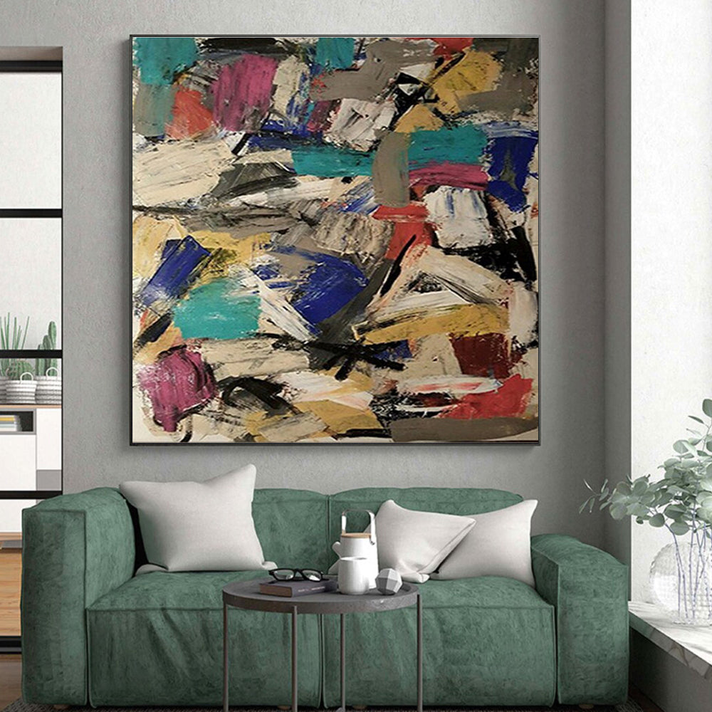 “Vibrant Color Blocks Abstract” - Multicolor Abstract Expressionist Painting On Canvas PS0727