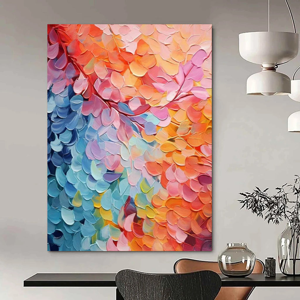 “Colorful Leaf Canopy” - Impasto Landscape Painting On Canvas PT2219