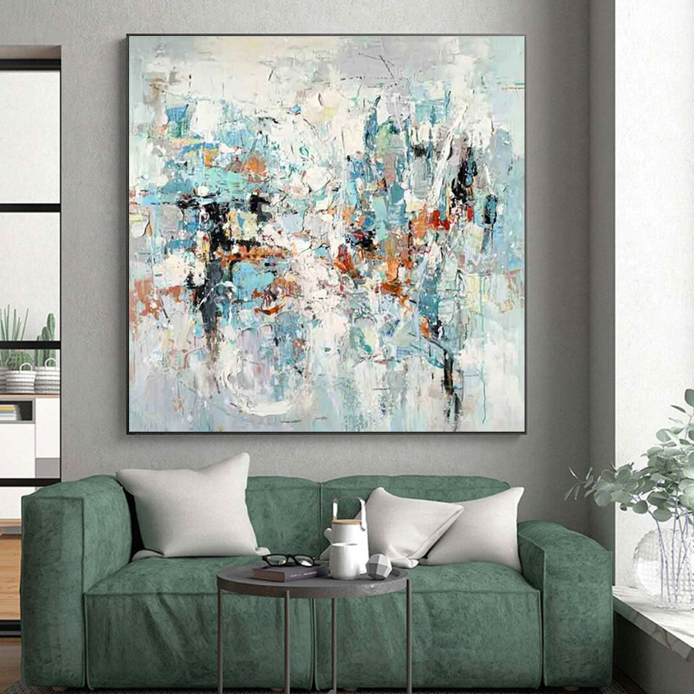 Soft Blues and Grays, "Cloudy Reverie" – Abstract Impressionist Painting On Canvas PS0890