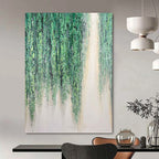 “Green Hanging Vines” - Nature - Inspired, Lush Green Painting On Canvas PT1506