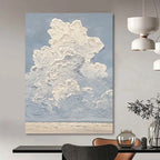 “Blue - White Textured Clouds” - Impasto Landscape Painting On Canvas PT1142