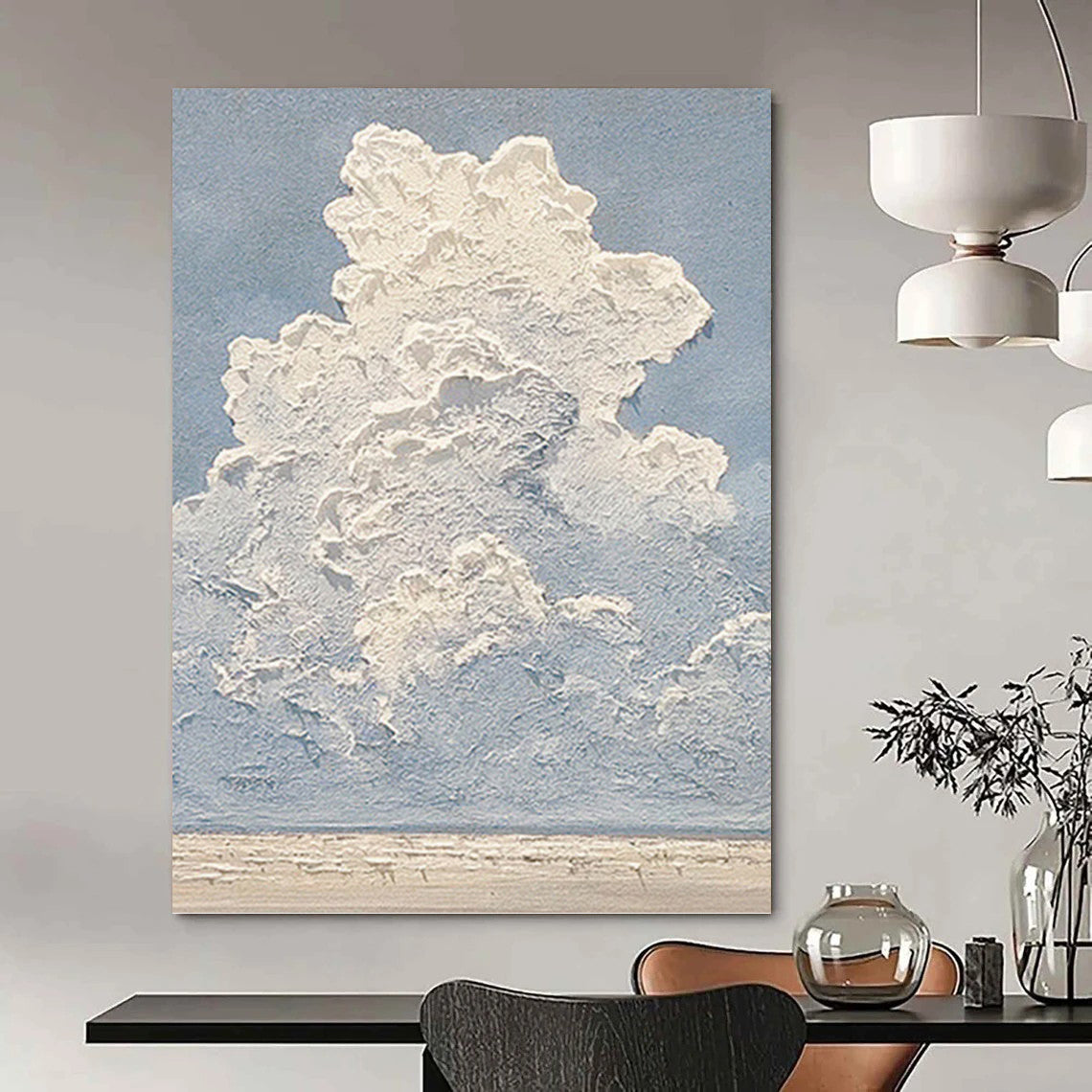 “Blue - White Textured Clouds” - Impasto Landscape Painting On Canvas PT1142