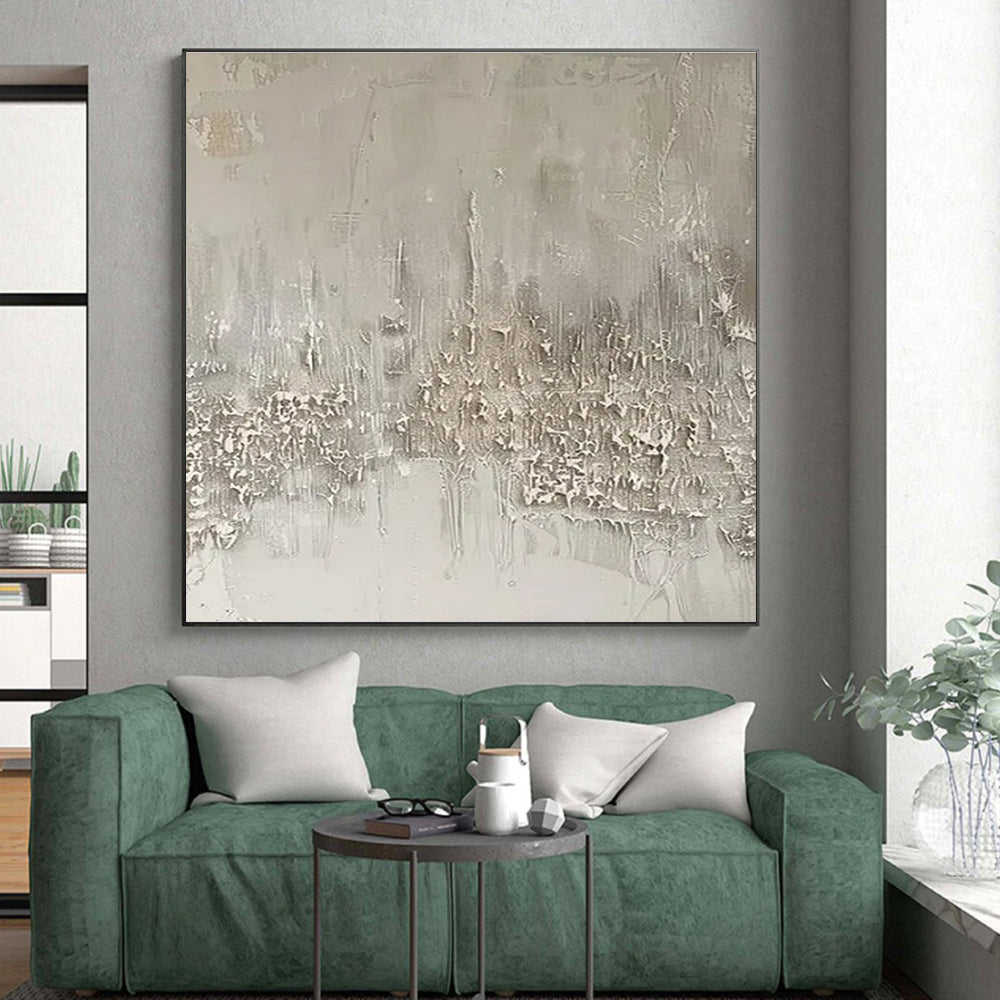 Gray Textured Minimalist "Concrete Whisper" Painting On Canvas PS0857